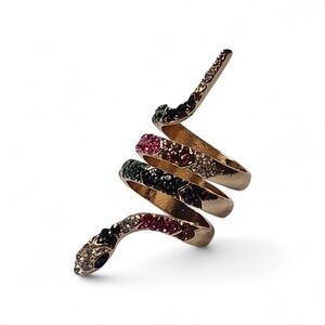Snake Serpent Gold tone Textured Wrap Bypass Chunky Size 7.5 Ring